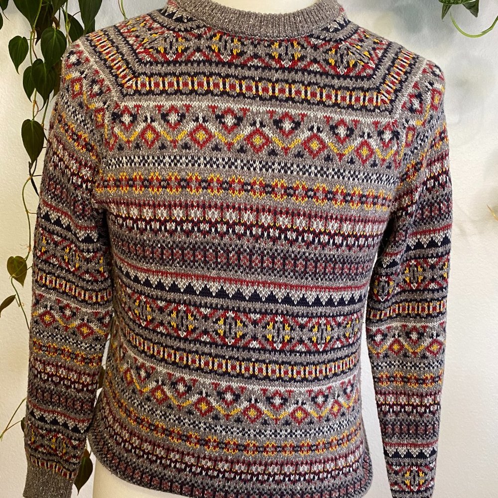 Knit Crewneck Sweater with Fair Isle design